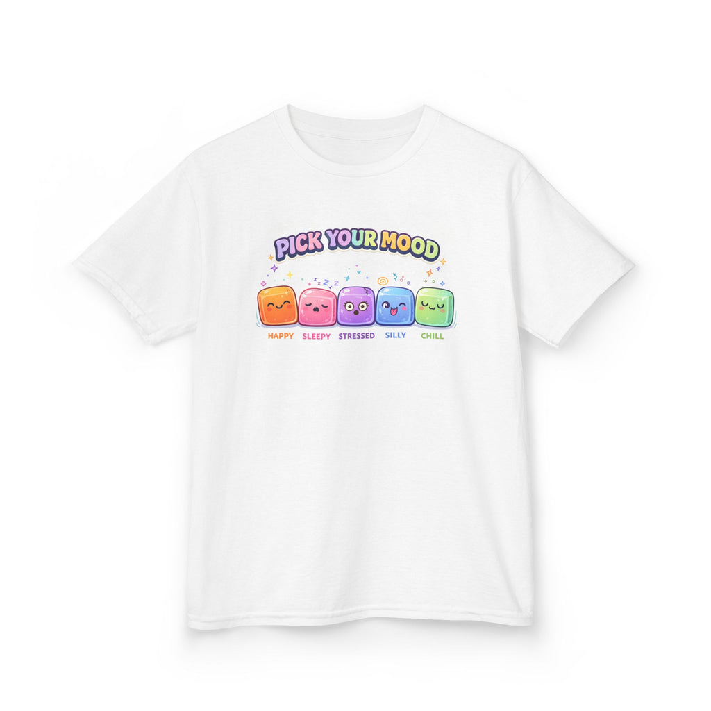 Kids Tee - "Pick Your Mood" Cute Rainbow Mood Blocks Graphic