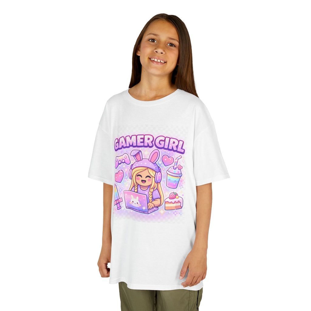 Gamer Girl Kids T‑Shirt – Cute Pastel Gaming Tee for Girls