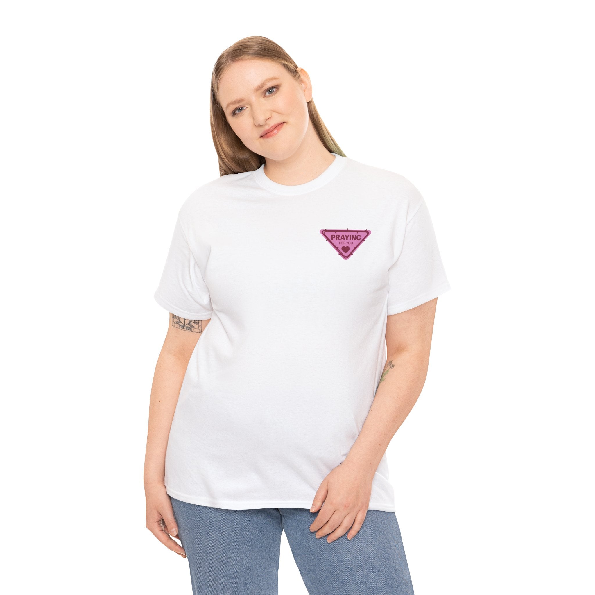 Praying For You Heart Pink Triangle Graphic Tee