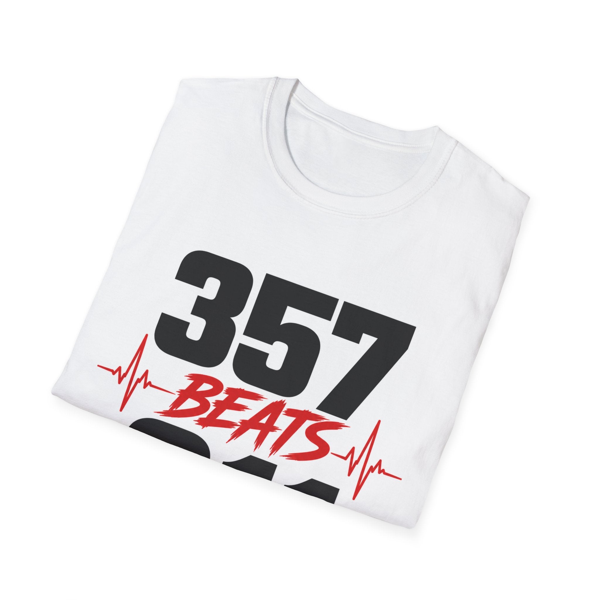 357 Beats 911 T-Shirt, Streetwear Graphic Tee, Urban Style Shirt, Heartbeat Design Tee, Unisex Casual Shirt