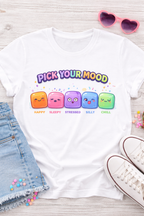 Kids Tee - "Pick Your Mood" Cute Rainbow Mood Blocks Graphic