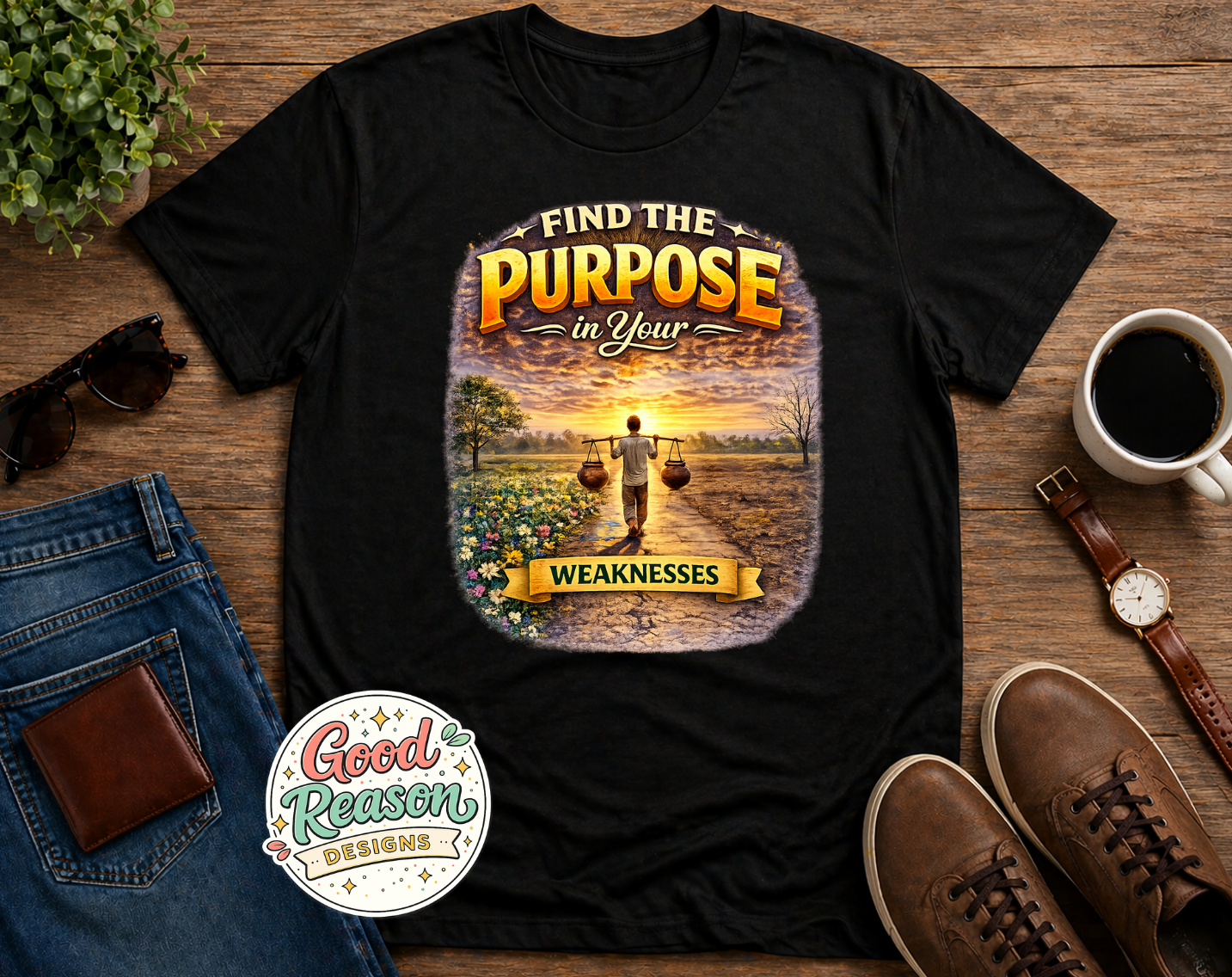 Find the Purpose in Your Weaknesses T-Shirt | Inspirational Quote Tee | Motivational Graphic Shirt