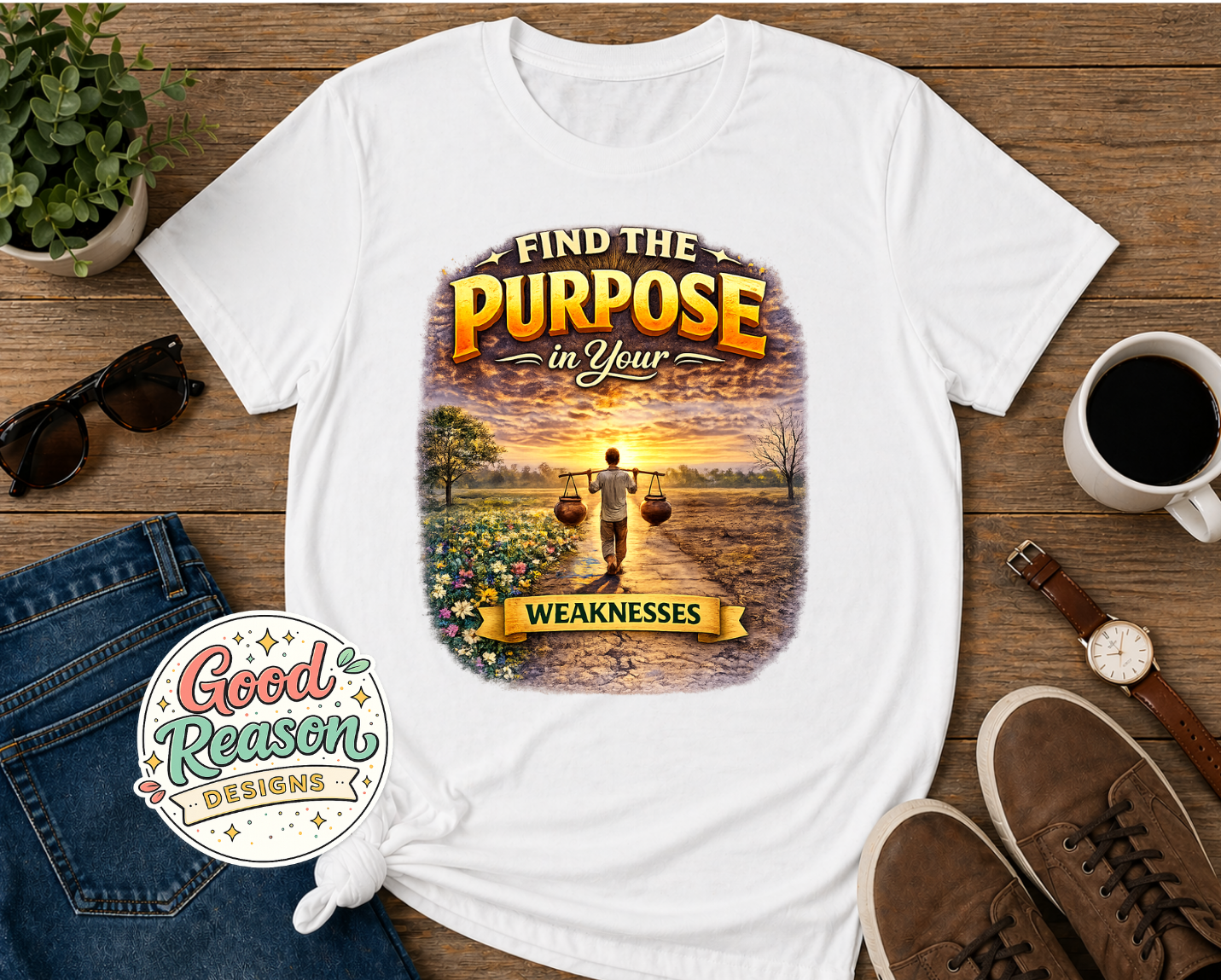Find the Purpose in Your Weaknesses T-Shirt | Inspirational Quote Tee | Motivational Graphic Shirt