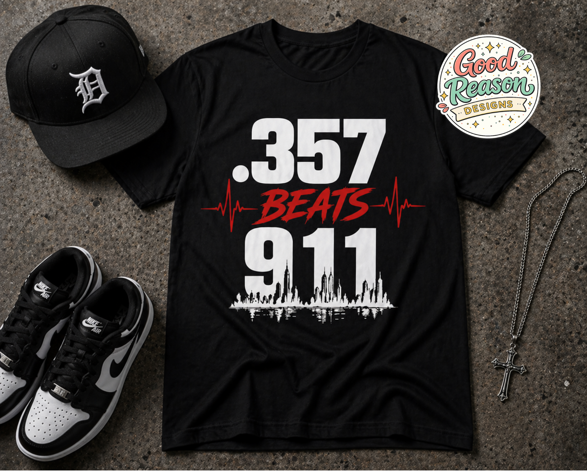 357 Beats 911 T-Shirt, Streetwear Graphic Tee, Urban Style Shirt, Heartbeat Design Tee, Unisex Casual Shirt