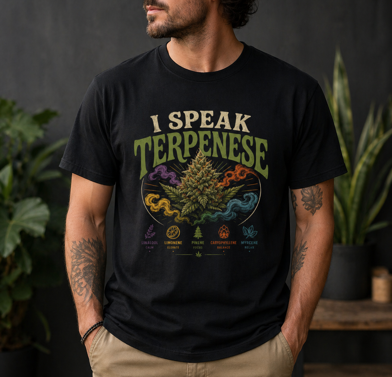 I Speak Terpenese T-Shirt | Cannabis Terpenes, Botanical Nug Illustration