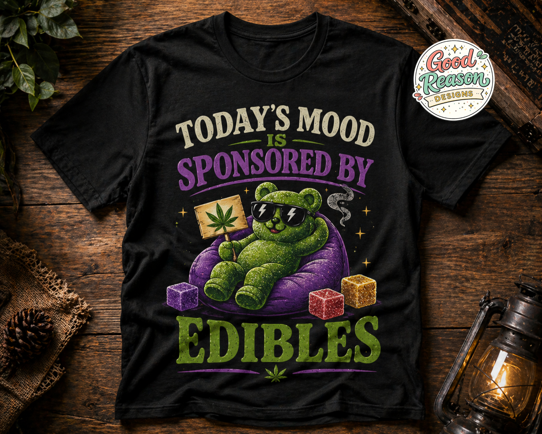 Todays Mood Is Sponsored By Edibles Shirt, 420 Graphic T-Shirt, Cannabis Humor Shirt, Gummy Bear Weed Shirt