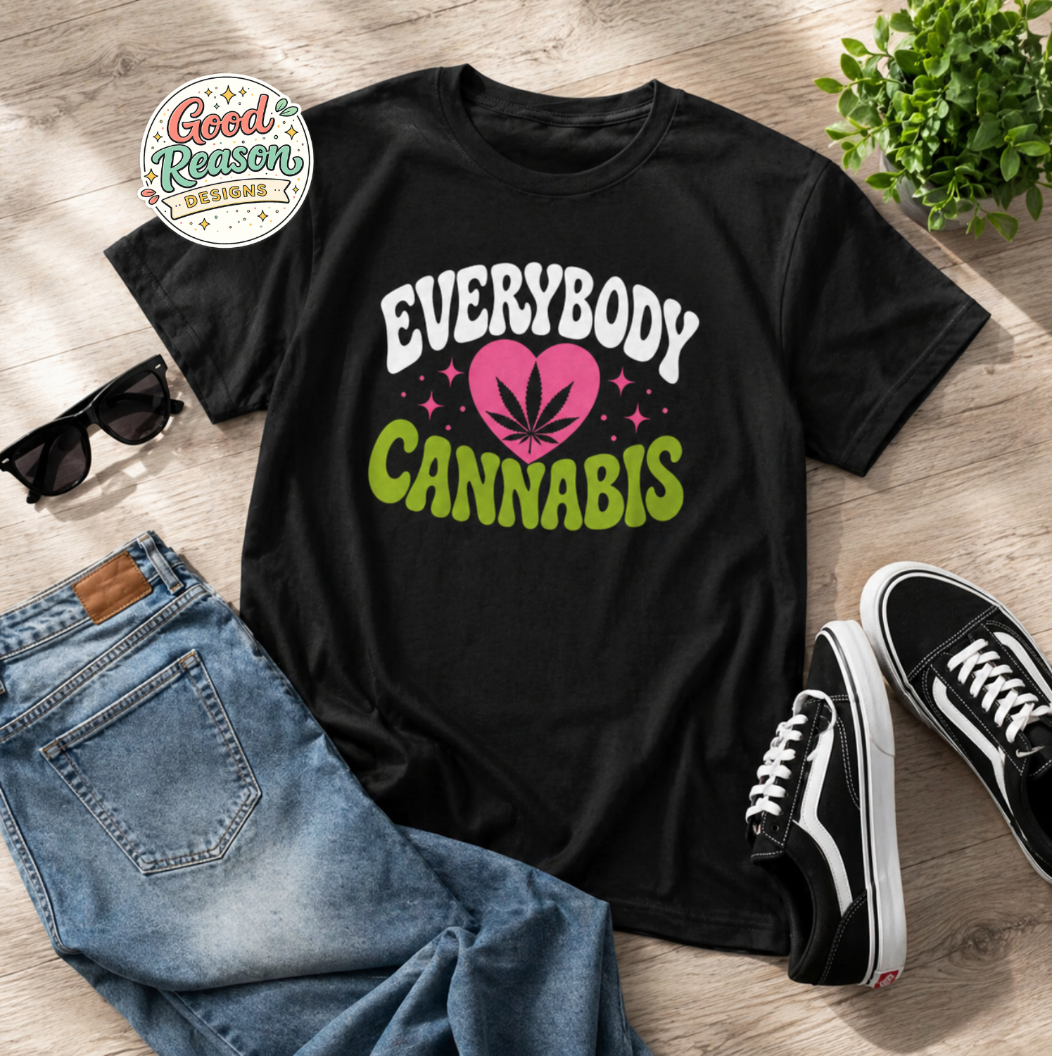 Everybody Loves Cannabis Shirt, Cute Weed Tee, Stoner Graphic T-Shirt, 420 Friendly Shirt, Funny Cannabis Lover Gift, Retro Bold Tee