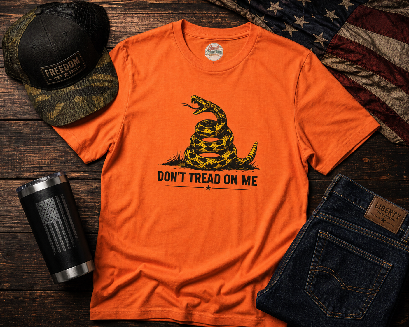 Don’t Tread On Me Rattlesnake Graphic Tee | Bold Patriotic Streetwear Shirt