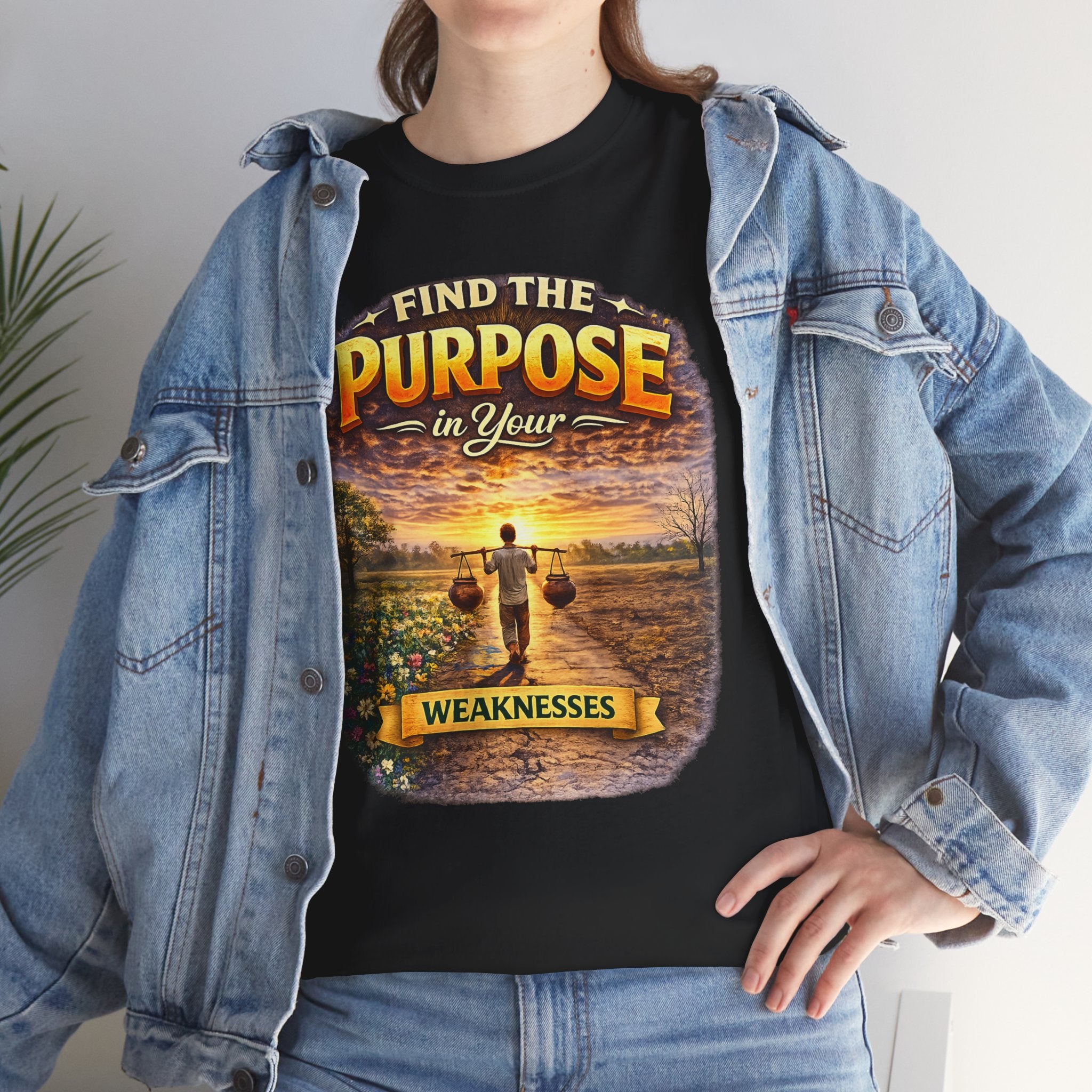 Find the Purpose in Your Weaknesses T-Shirt | Inspirational Quote Tee | Motivational Graphic Shirt