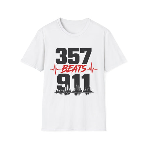 357 Beats 911 T-Shirt, Streetwear Graphic Tee, Urban Style Shirt, Heartbeat Design Tee, Unisex Casual Shirt